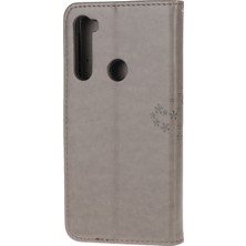 4U Sky Baskı Ağacı Baykuş Cüzdan Standı Deri Kapak Xiaomi Redmi Not 8t-Grey (Yurt Dışından)