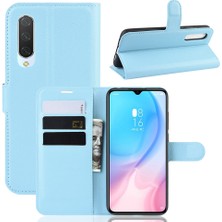 4U Sky Xiaomi Mi Cc9/ Mi Cc9 Meitu Edition/ Mi 9 Lite-Light Mavi Için Litchi Skin Deri Cüzdan Kılıfı (Yurt Dışından)