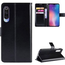 4U Sky Çılgın At Doku Cüzdan Deri Flip Case, El Kayışı ile Flow Pone Xiaomi Mi Cc9/ Mi Cc9 Meitu Edition/ Mi 9 Lite-Black (Yurt Dışından)