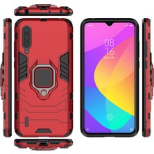 4U Sky Serin Koruma Halka Tutucu Kickstand Plastik Tpu Combo Kılıfı Xiaomi Mi 9 Lite/ Mi Cc9/ Mi Cc9 Meitu Sürüm-Kırmızısı (Yurt Dışından)