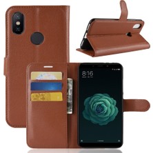 4U Sky Xiaomi Mi A2/mi 6x-Brown Için Litchi Cilt Cüzdan Deri Koruma Kılıfı (Yurt Dışından)