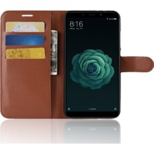 4U Sky Xiaomi Mi A2/mi 6x-Brown Için Litchi Cilt Cüzdan Deri Koruma Kılıfı (Yurt Dışından)