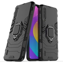 4U Sky Serin Koruma Halka Tutucu Kickstand Plastik Tpu Combo Kılıf Xiaomi Mi 9 Lite/ Mi Cc9/ Mi Cc9 Meitu Edition-Black (Yurt Dışından)