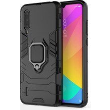 4U Sky Serin Koruma Halka Tutucu Kickstand Plastik Tpu Combo Kılıf Xiaomi Mi 9 Lite/ Mi Cc9/ Mi Cc9 Meitu Edition-Black (Yurt Dışından)