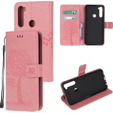 4U Sky Baskı Ağacı Baykuş Cüzdan Standı Deri Kapak Xiaomi Redmi Not 8t-Pink (Yurt Dışından)