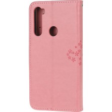 4U Sky Baskı Ağacı Baykuş Cüzdan Standı Deri Kapak Xiaomi Redmi Not 8t-Pink (Yurt Dışından)