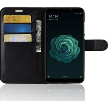 4U Sky Xiaomi Mi A2/mi 6x-Black Için Litchi Cilt Cüzdan Deri Stand Kılıfı (Yurt Dışından)