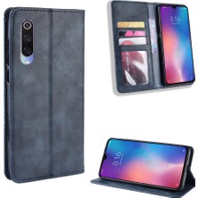 4U Sky Xiaomi Mi Cc9/ Mi Cc9 Meitu Edition/ Mi 9 Lite-Blue Için Vintage Stil Pu Deri Cüzdan Stand Stand Telefon Kılıfı (Yurt Dışından)