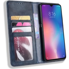 4U Sky Xiaomi Mi Cc9/ Mi Cc9 Meitu Edition/ Mi 9 Lite-Blue Için Vintage Stil Pu Deri Cüzdan Stand Stand Telefon Kılıfı (Yurt Dışından)