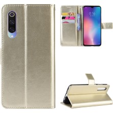 4U Sky Çılgın At Doku Cüzdan Deri Flip Case, El Kayışı ile Xiaomi Mi Cc9/ Mi Cc9 Meitu Edition/ Mi 9 Lite-Gold Için (Yurt Dışından)