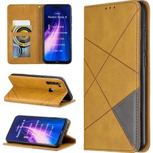 4U Sky Geometrik Desen Standı Deri Kart Tutucu Xiaomi Redmi Note 8-Sarı Için (Yurt Dışından)