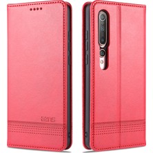 4U Sky Xiaomi Mi 10/10 Pro Telefon Kapak Kırmızısı Için Otomatik Emilmiş Deri Cüzdan Stand Kılıfı (Yurt Dışından)