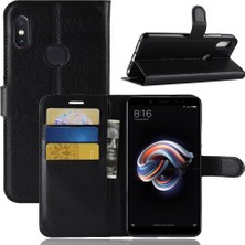 4U Sky Xiaomi Redmi Için Litchi Cilt Cep Telefonu Deri Cüzdan Kılıfı Not 5 Pro (Çift Kamera)/redmi Note 5 (Çin) -Black (Yurt Dışından)