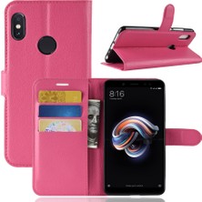 4U Sky Litchi Cilt Cep Telefonu Deri Deri Cüzdan Kılıfı Xiaomi Redmi Note 5 Pro (Çift Kamera)/redmi Note 5 (Çin) -Rose (Yurt Dışından)