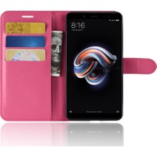 4U Sky Litchi Cilt Cep Telefonu Deri Deri Cüzdan Kılıfı Xiaomi Redmi Note 5 Pro (Çift Kamera)/redmi Note 5 (Çin) -Rose (Yurt Dışından)