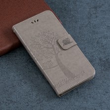 4U Sky Baskı Ağacı Baykuş Cüzdan Standı Deri Flip Telefon Kılıfı Xiaomi Redmi Not 7s/not 7/not 7 Pro (Hindistan) -Grey (Yurt Dışından)