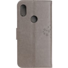 4U Sky Baskı Ağacı Baykuş Cüzdan Standı Deri Flip Telefon Kılıfı Xiaomi Redmi Not 7s/not 7/not 7 Pro (Hindistan) -Grey (Yurt Dışından)