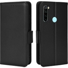 4U Sky Litchi Doku Pu Deri+Tpu Tampon Stand Kapağı Cüzdanlı Tam Koruyucu Telefon Kasası Xiaomi Redmi Not 8/not 8 2021-BLACK (Yurt Dışından)