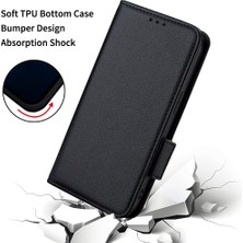 4U Sky Litchi Doku Pu Deri+Tpu Tampon Stand Kapağı Cüzdanlı Tam Koruyucu Telefon Kasası Xiaomi Redmi Not 8/not 8 2021-BLACK (Yurt Dışından)