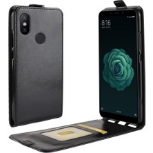 4U Sky Xiaomi Mi 6x/mi A2-Black Için Kart Yuvası ile Çılgın At Dikey Flip Deri Kapağı (Yurt Dışından)