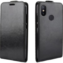 4U Sky Xiaomi Mi 6x/mi A2-Black Için Kart Yuvası ile Çılgın At Dikey Flip Deri Kapağı (Yurt Dışından)