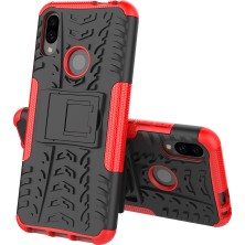 4U Sky Serin Lastik Pc+Tpu Hibrid Kapak Kickstand ile Xiaomi Redmi Not 7s/not 7/note 7 Pro (Hindistan) -Red (Yurt Dışından)