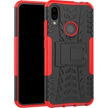 4U Sky Serin Lastik Pc+Tpu Hibrid Kapak Kickstand ile Xiaomi Redmi Not 7s/not 7/note 7 Pro (Hindistan) -Red (Yurt Dışından)