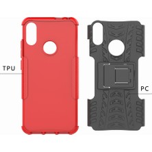 4U Sky Serin Lastik Pc+Tpu Hibrid Kapak Kickstand ile Xiaomi Redmi Not 7s/not 7/note 7 Pro (Hindistan) -Red (Yurt Dışından)