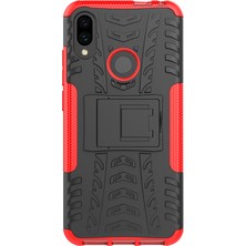 4U Sky Serin Lastik Pc+Tpu Hibrid Kapak Kickstand ile Xiaomi Redmi Not 7s/not 7/note 7 Pro (Hindistan) -Red (Yurt Dışından)