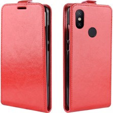 4U Sky Xiaomi Mi 6x/mi A2-Red Için Kart Yuvası ile Çılgın At Dikey Flip Deri Kılıf Kapağı (Yurt Dışından)