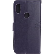 4U Sky Baskı Ağacı Baykuş Cüzdan Standı Deri Flip Telefon Kılıfı Xiaomi Redmi Not 7s/not 7/not 7 Pro (Hindistan) -Bark Purple (Yurt Dışından)