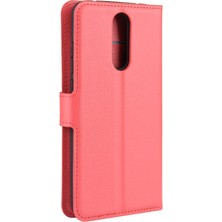 4U Sky Litchi Cilt Cüzdan Deri Deri Serin Stand Kılıfı Xiaomi Redmi 8-Kırmızı (Yurt Dışından)