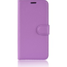 4U Sky Litchi Doku Cüzdan Pu Deri Stand Telefonu Xiaomi Redmi 7A-SPURPLE Için (Yurt Dışından)