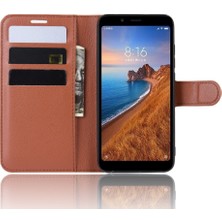 4U Sky Litchi Doku Cüzdan Pu Deri Stand Telefon Ileti Xiaomi Redmi 7A-BROWN (Yurt Dışından)