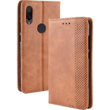 4U Sky Xiaomi Redmi Için Vintage Style Pu Deri Cüzdan Kapağı Not 7s /not 7 /not 7 Pro (Hindistan) -Brown (Yurt Dışından)