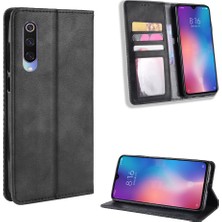 4U Sky Xiaomi Mi Cc9/ Mi Cc9 Meitu Edition/ Mi 9 Lite-Black Için Vintage Style Pu Deri Cüzdan Stand Stand Telefon Kılıfı (Yurt Dışından)