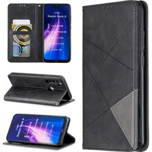 4U Sky Geometrik Desen Standı Deri Kart Tutucu Xiaomi Redmi Note 8-Black Için (Yurt Dışından)