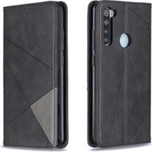 4U Sky Geometrik Desen Standı Deri Kart Tutucu Xiaomi Redmi Note 8-Black Için (Yurt Dışından)