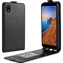 4U Sky Çılgın At Dokusu Dikey Flip Deri Kart Tutucu Xiaomi Redmi Için Koruyucu Telefon Kabuğu 7A-BLACK (Yurt Dışından)