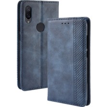 4U Sky Xiaomi Redmi Için Vintage Style Pu Deri Cüzdan Telefon Kılıfı Not 7s /not 7 /not 7 Pro (Hindistan) -Blue (Yurt Dışından)