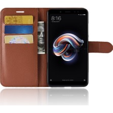 4U Sky Litchi Cilt Cep Telefonu Deri Deri Cüzdan Kılıfı Xiaomi Redmi Note 5 Pro (Çift Kamera)/redmi Note 5 (Çin) -Brown (Yurt Dışından)