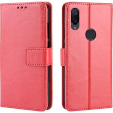 4U Sky Xiaomi Redmi Için Çılgın At Deri Cüzdan Kılıfı Not 7s /not 7 /not 7 Pro (Hindistan) -Red (Yurt Dışından)