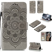 4U Sky Xiaomi Mi 10/mi 10 Pro-Grey Için Mandala Çiçek Deri Cüzdan Stand Kılıfı (Yurt Dışından)