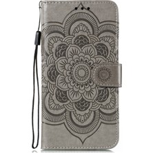 4U Sky Xiaomi Mi 10/mi 10 Pro-Grey Için Mandala Çiçek Deri Cüzdan Stand Kılıfı (Yurt Dışından)