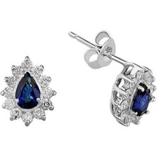 Sirius Pırlanta Pırlanta ve Damla Safir Taşlı Anturaj Küpe 0415E0010