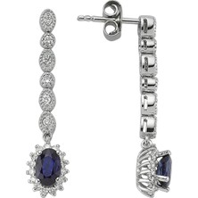 Sirius Pırlanta Pırlanta ve Oval Safir Taşlı Su Yolu Küpe 0415E0028