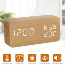 Haitn Dijital Çalar Saat Ahşap LED Sıcaklık Elektronik Ses Kontrolü Masa Saatleri | Mutfak Zamanlayıcıları (Yurt Dışından)