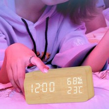 Haitn Dijital Çalar Saat Ahşap LED Sıcaklık Elektronik Ses Kontrolü Masa Saatleri | Mutfak Zamanlayıcıları (Yurt Dışından)