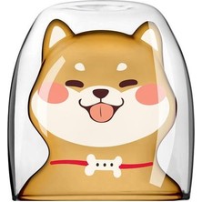 Haitn Yeni Shiba Inu Kupası Sevimli Isıya Dayanıklı Çift Cam Bardak Borosilikat Fincan Süt Kupası Sevimli Pet Kupası Çocuk KUPASI220ML | Kupalar (Sarı) (Yurt Dışından)