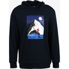 Discovery Expedition Lacivert Erkek Kapüşonlu Loose Fit Baskılı Sweatshirt D3WM-SWT35